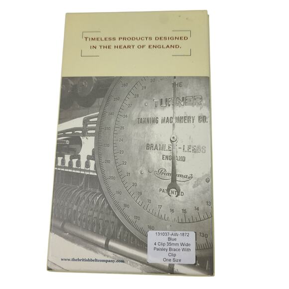 The British Belt Company England Blue Red Black Paisley 2 Clip Suspenders NEW - Picture 2 of 2